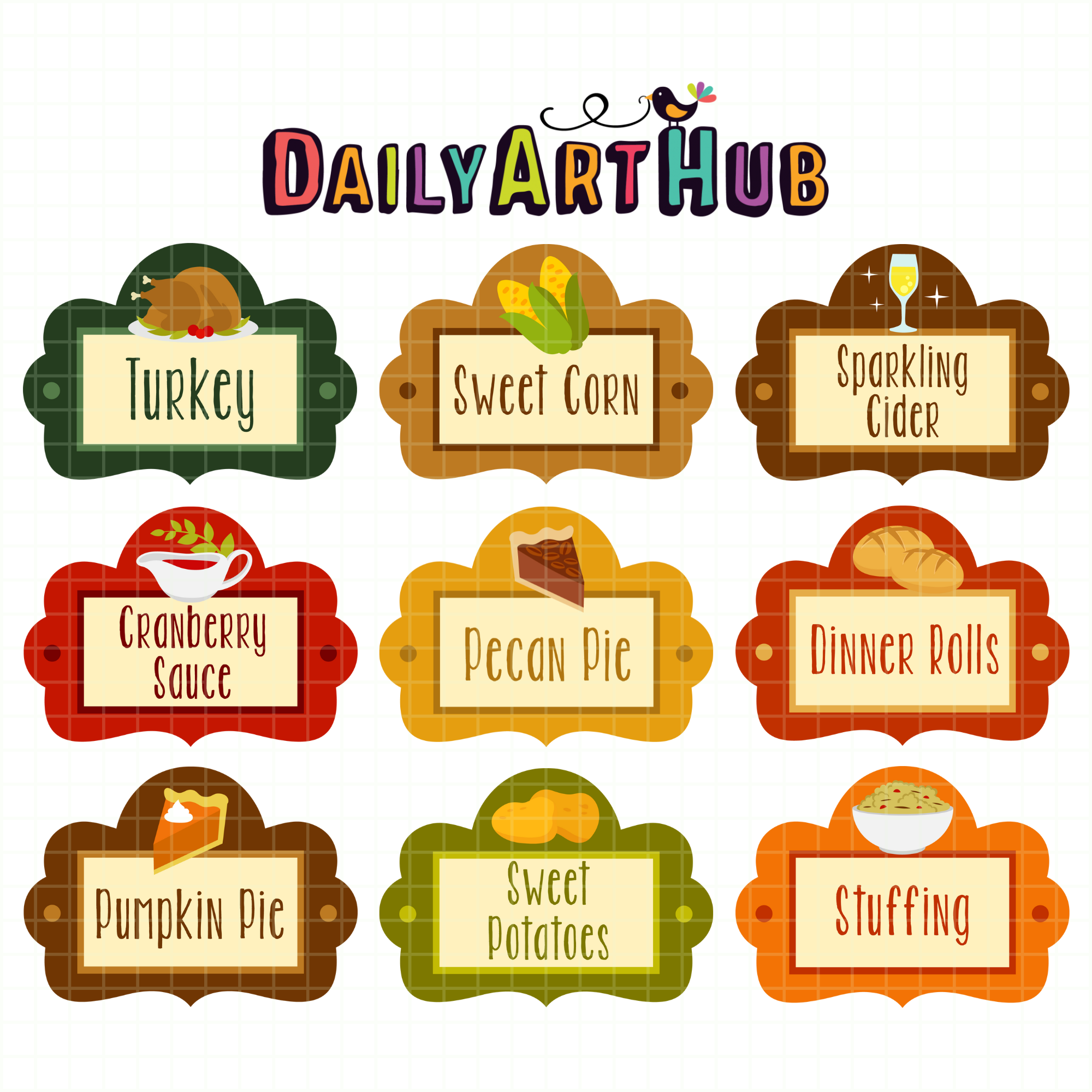 thanksgiving food labels clip art set – daily art hub // graphics